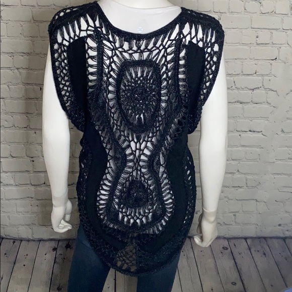 Cecico Crochet Black Sleeveless Top Large - Picture 5 of 7